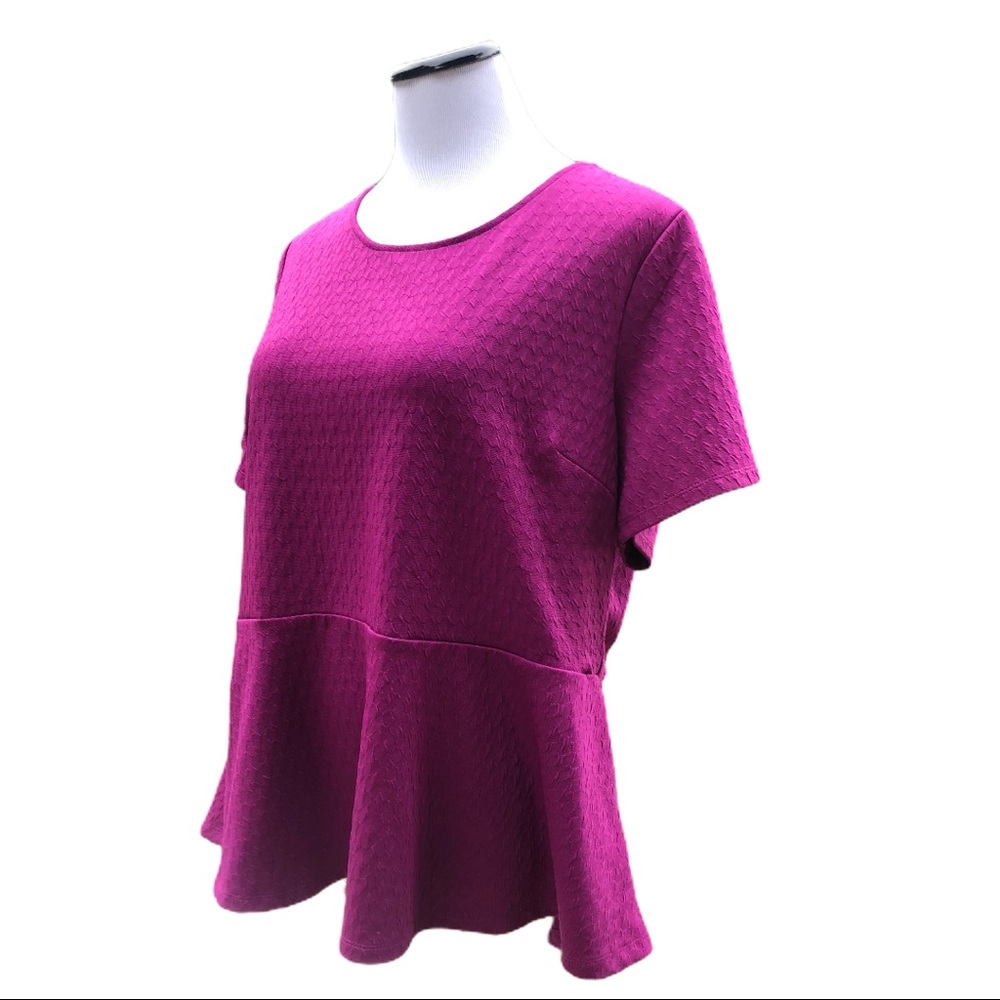 Roz & Ali | Purple Open Back Peplum Top | 2X